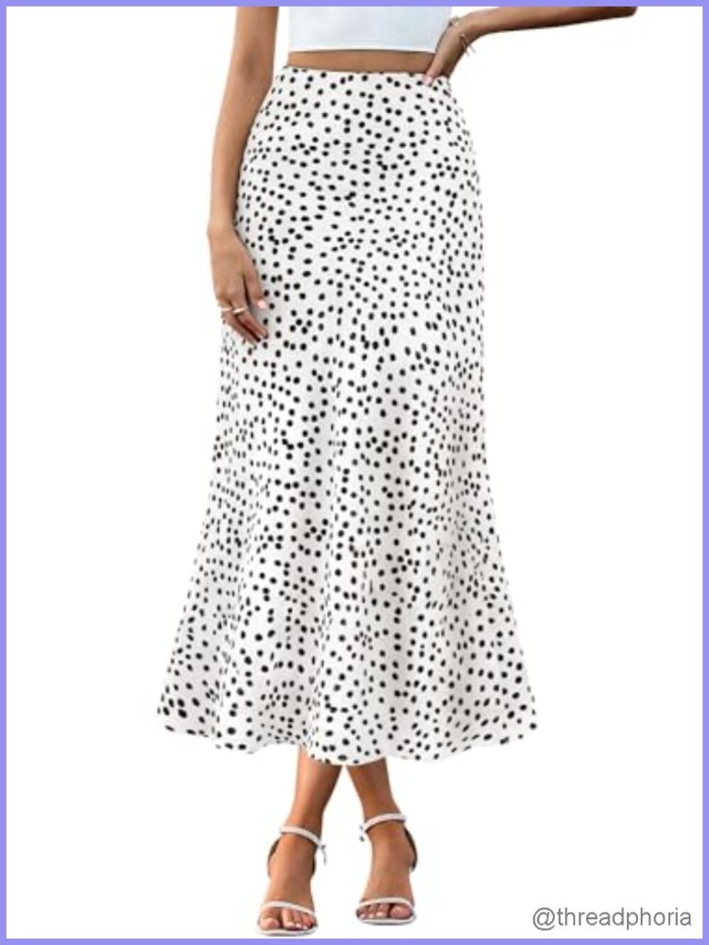 Satin Midi Skirt High Waisted A-Line for Women